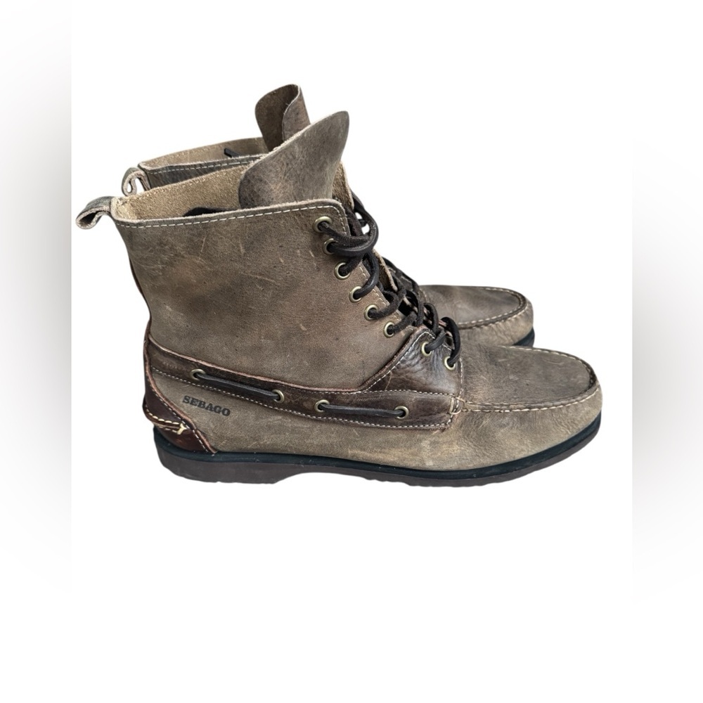 SOLD Sebago Genuine Leather High Top Boots Mens 12M Hand Sewn Vibram Soles